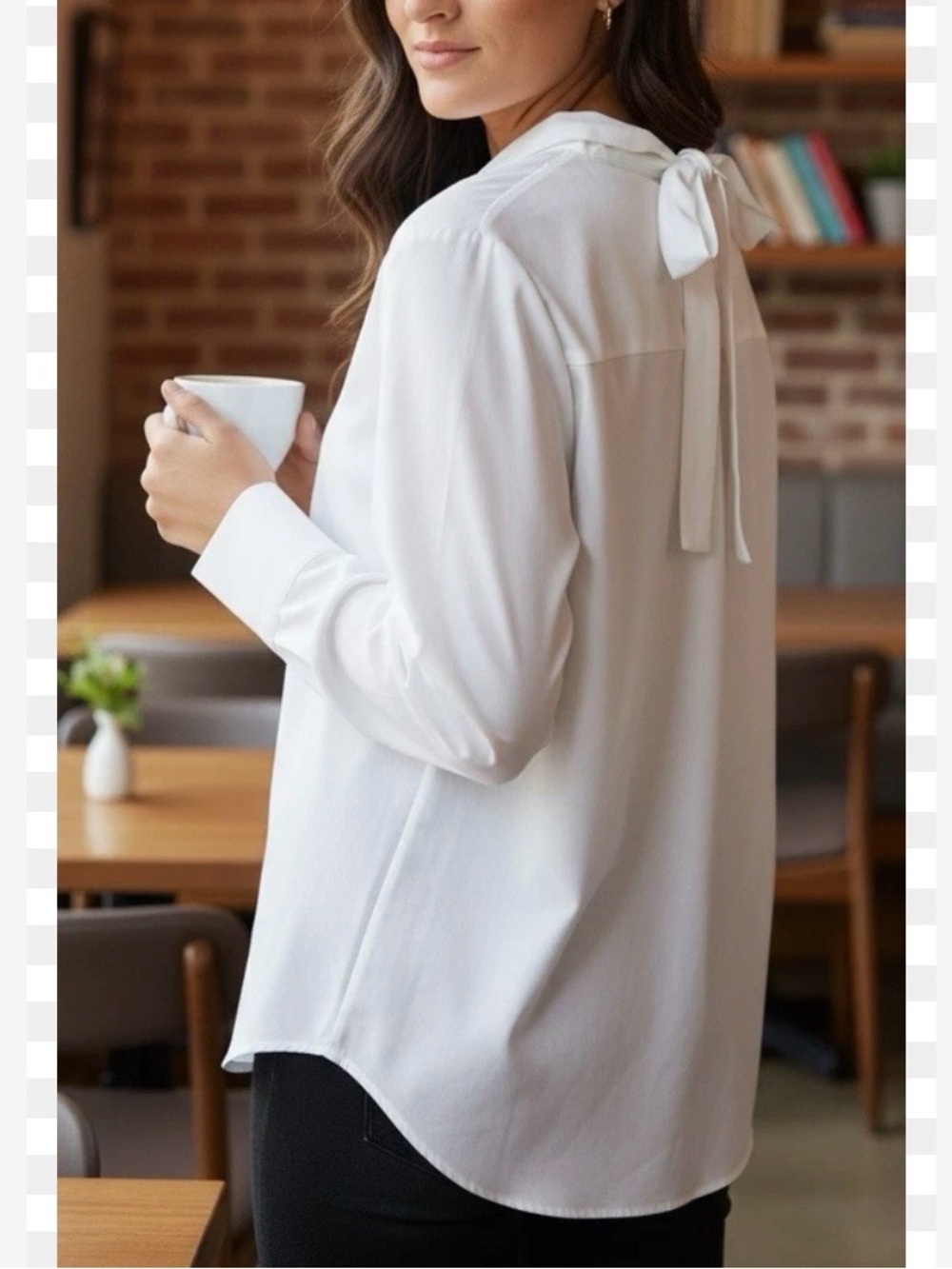 Valentino White Long Sleeve Tie Back Blouse